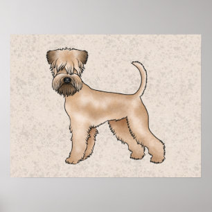 Zacht Gecoatde Wheaten Terrier-hond staand op Beig Poster