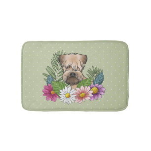 Zacht Gecoatde Wheaten Terrier Kleurrijke Bloemen Badmat
