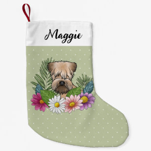 Zacht Gecoatde Wheaten Terrier Kleurrijke Bloemen Kleine Kerstsok