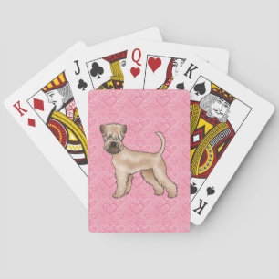Zacht gecoate tarwedrager Hond Hartpatroon Roze Pokerkaarten