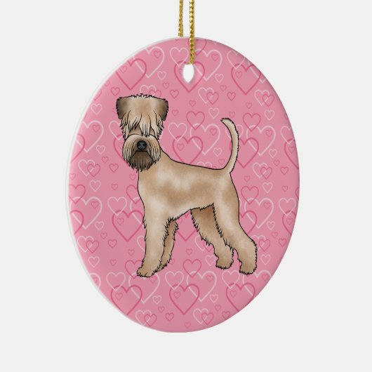 Zacht gecoate tarwedrager hond liefde hart patroon keramisch ornament (Rechts)