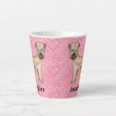 Zacht gecoate tarwedrager hond liefde hart patroon latte mok (Voorkant)