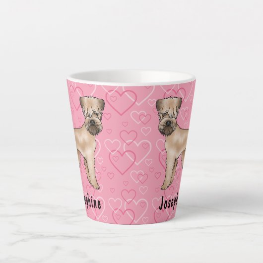 Zacht gecoate tarwedrager hond liefde hart patroon latte mok (Voorkant)