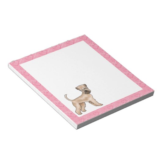 Zacht gecoate tarwedrager hond liefde hart patroon notitieblok (Schuin)