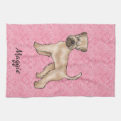 Zacht gecoate tarwedrager hond liefde hart patroon theedoek (Horizontaal)