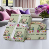 Zacht gecoate tarweterriër bloemen verjaardag groe cadeaupapier