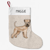 Zacht gecoate tarweterriër hond op beige met naam kleine kerstsok (Voorkant)