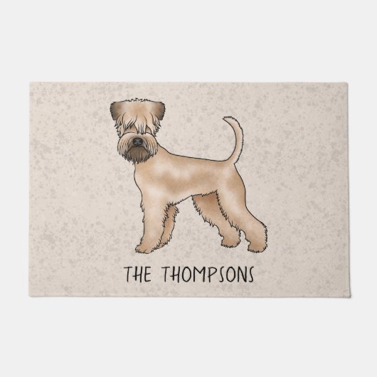 Zacht gecoate tarweterriër hond op beige met tekst deurmat (Voorkant)