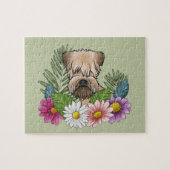 Zacht gecoate tarweterriër Kleurrijke bloemen Groe Legpuzzel (Horizontaal)