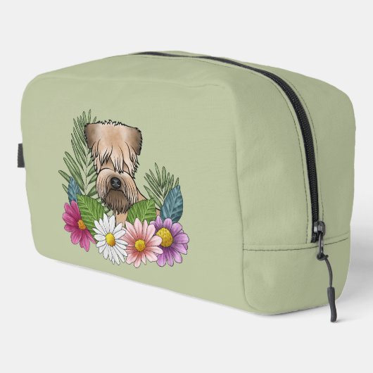 Zacht gecoate tarweterriër Kleurrijke bloemen Groe Toilettasje (Rechterhoek)