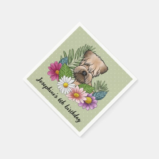 Zacht gecoate tarweterriër met bloemen Verjaardag Servet (Hoek)