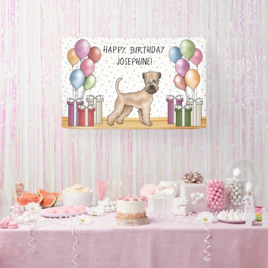 Zacht gecoate tarweterriër pastel Gelukkige Verjaa Spandoek (Feest)