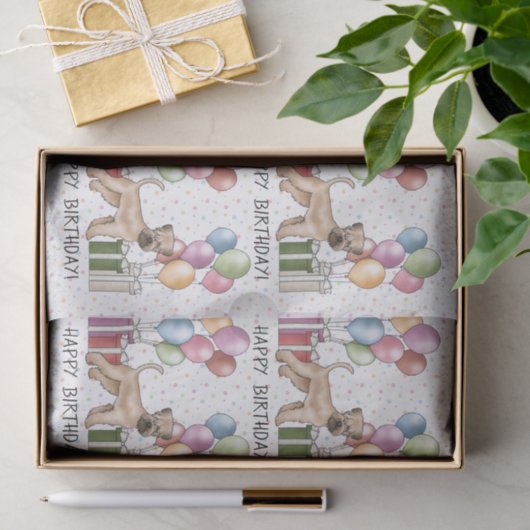 Zacht gecoate tarweterriër pastel Gelukkige Verjaa Tissuepapier (Geschenk)