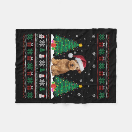 Zacht gecoate Wheaten Terrier Hond Xmas Tree Light Fleece Deken (Voorkant (Horizontaal))
