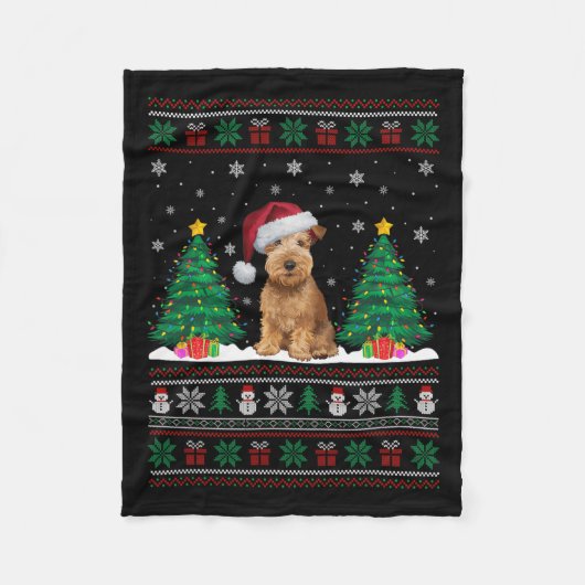Zacht gecoate Wheaten Terrier Hond Xmas Tree Light Fleece Deken (Voorkant)