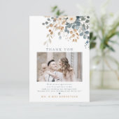 Zacht gedempte aardetinten bloemenbruiloft Waterve Bedankkaart (Staand voorkant)