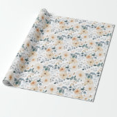 Zacht gedempte aardetinten bloemenbruiloft Waterve Cadeaupapier (Uitgerold)