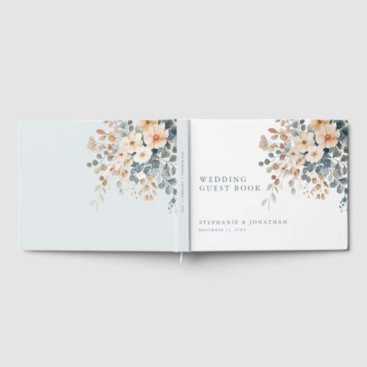 Zacht gedempte aardetinten bloemenbruiloft Waterve Gastenboek (Volledig)
