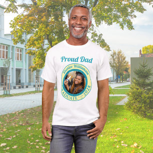 Zacht Geel Foto Moderne Afstudeerfeest Trots Papa T-shirt