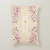 Zacht geel gestreept  accent kussen (Voorkant(Verticaal))