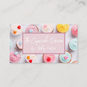 Zacht gekleurde cupcakes bakkerij visitekaartje