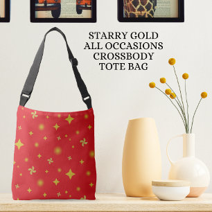 Zacht Gloeiende Gouden Sterren & Bloemblaadjes Pat Crossbody Tas