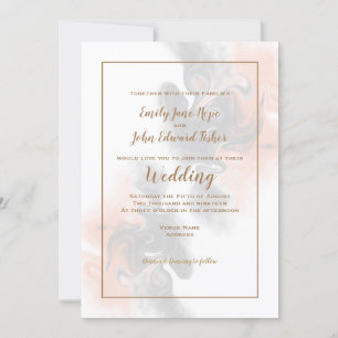 Zacht grijs en perzik werveling/goud typografie br kaart