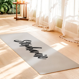 Zacht Grijs En Zwarte Aangepaste Naam Eenvoudig Yogamat