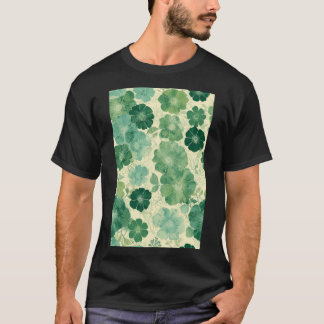 Zacht groen bloemmotief:  botanisch t-shirt