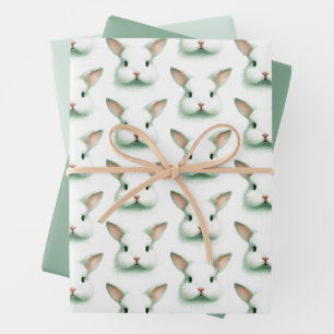 Zacht groen Bunny Waterverf inpakpapier Vel