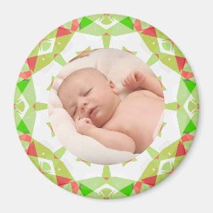 Zacht  Groen Custom Christmas Photo Afbeelding Magneet