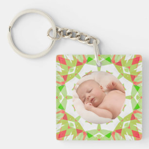 Zacht  Groen Custom Merry Christmas Foto Sleutelhanger
