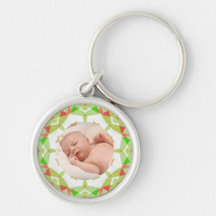 Zacht Groen Custom Merry Christmas Foto Sleutelhanger