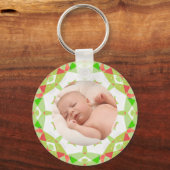 Zacht  Groen Custom Merry Christmas Foto Sleutelhanger (Voorkant)
