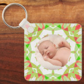 Zacht Groen Custom Merry Christmas Foto Sleutelhanger (Voorkant)