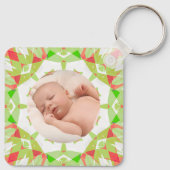 Zacht Groen Custom Merry Christmas Foto Sleutelhanger (Achterkant)