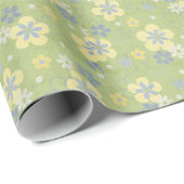 zacht groen en blauw bloemontwerp cadeaupapier (Rol Hoek)