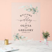 Zacht groen en goud minimalistische bruiloft Welko Acryl Bord (Huwelijk)
