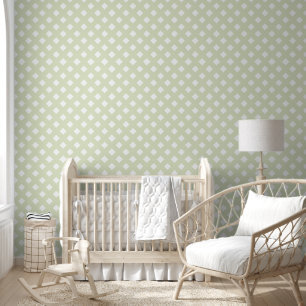 Zacht Groen en Wit Shabby Chique Lattice Patroon Behang