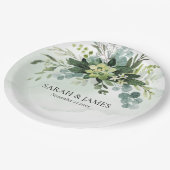 Zacht Groen Succulent Bruiloft Bloemen Botanisch Papieren Bordje (Gekanteld)