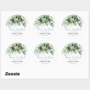 Zacht Groen Succulent Bruiloft Bloemen Botanisch Ronde Sticker