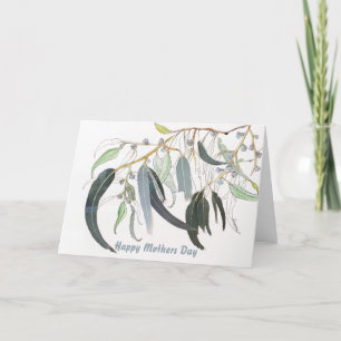 Zacht groene aquarel gom blad Moederdag Kaart