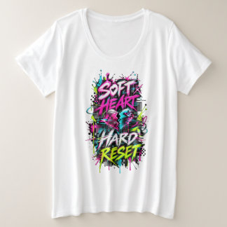 Zacht Hart Harde Reset Neon Glitch Graffiti Grote Maat T-shirt