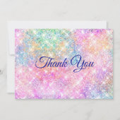 Zacht iriserend roze namaak glitters bedankkaart (Voorkant)