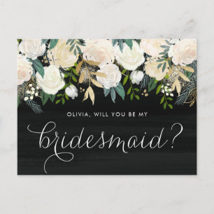 Zacht ivoor Floral Garland Rustic Be My Bridesmaid Uitnodiging Briefkaart