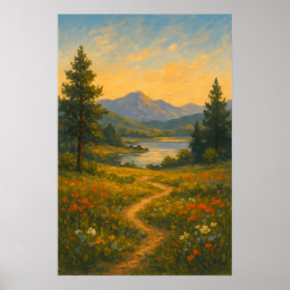 Zacht licht over dromerige vlaktes | Landschapssch Poster