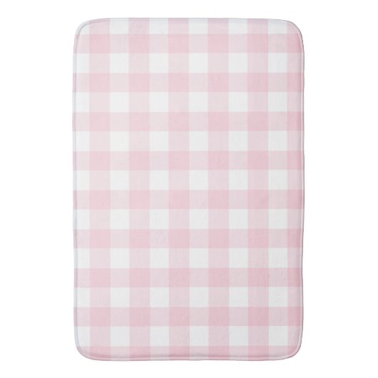Zacht licht roze Gingham Buffalo Check Plaid Badmat (Voorkant Verticaal)