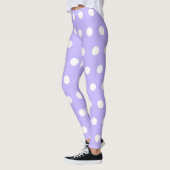 Zacht Lila en Witte Polka Dot Patroon Girly Schatt Leggings (Links)