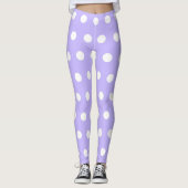 Zacht Lila en Witte Polka Dot Patroon Girly Schatt Leggings (Voorkant)