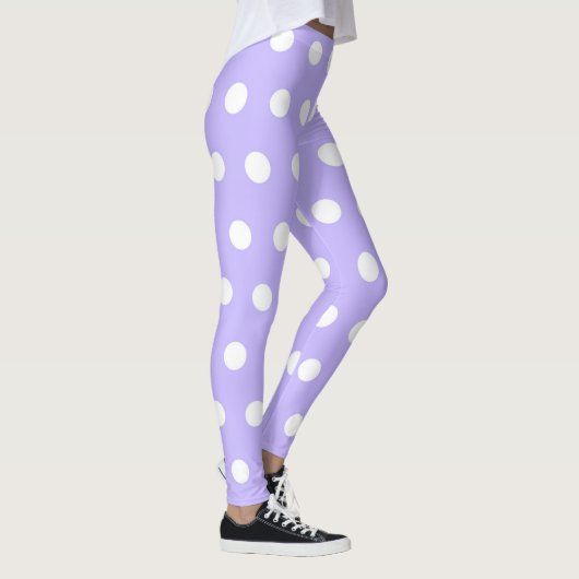 Zacht Lila en Witte Polka Dot Patroon Girly Schatt Leggings (Rechts)